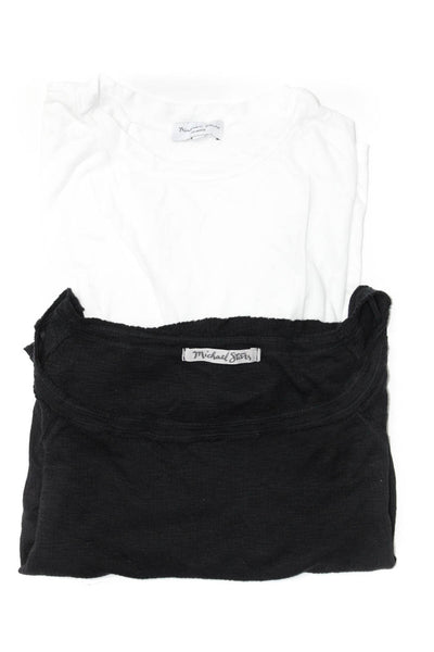 Michael Stars Womens Short Sleeve Tee Shirts White Black Medium One Size Lot 2