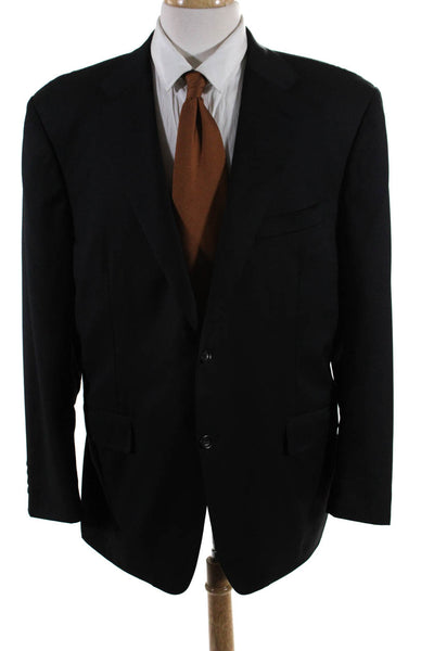 Canali Mens Striped Buttoned Collared Darted Long Sleeve Blazer Black Size EUR58