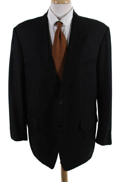 Canali Mens Textured Buttoned Collared Darted Blazer Black Size EUR58