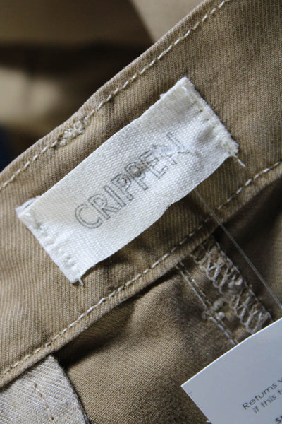 Crippen Womens Khaki Cotton Mid-Rise Straight Leg Pants Size 26
