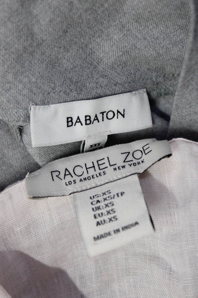 Rachel Zoe Babaton Womens Button Up Turtleneck Top Pink Gray Size XS 2XS Lot 2