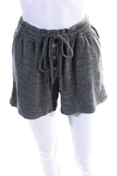 Donni Womens Solid Button Decal Terry Cloth Casual Sweat Shorts Gray Size Medium