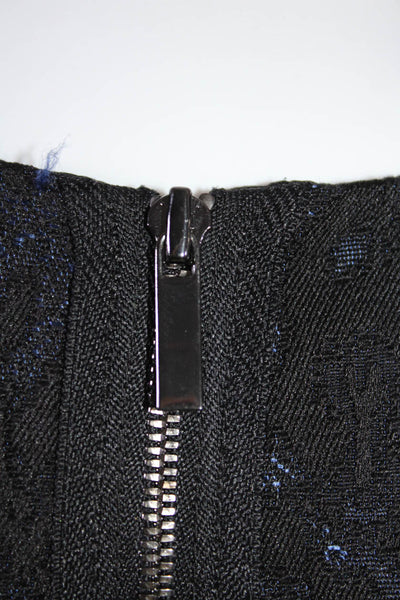 Elie Tahari Womens Abstract Print V Neck Dress Black Blue Cotton Size 2