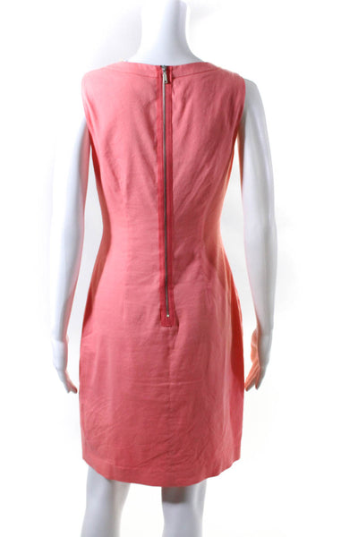 Elie Tahari Womens Linen Inverted Pleat Sleeveless Dress Pink Size 2