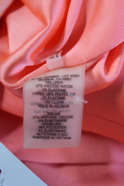 Elie Tahari Womens Linen Inverted Pleat Sleeveless Dress Pink Size 2