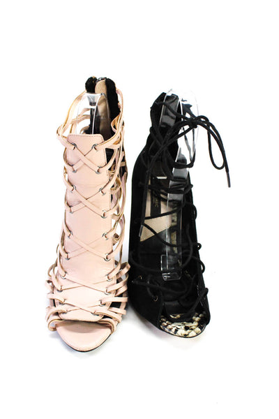 Zara Basic Collection Womens Wedge Stiletto Sandal Black Pink Size 37/39 Lot 2