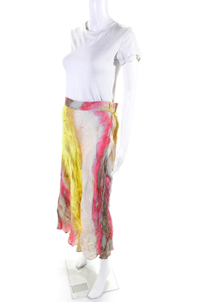 Sundays Womens Yellow Abstract Print Pull On Mid-Calf A-line Skirt Size 1