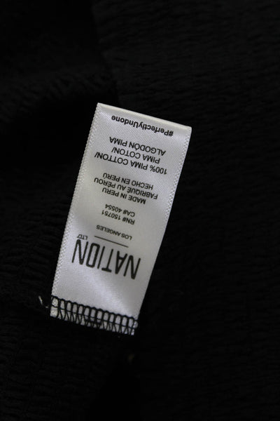 Nation LTD Womens Black Smocked Cold Shoulder Long Sleeve Blouse Top Size S