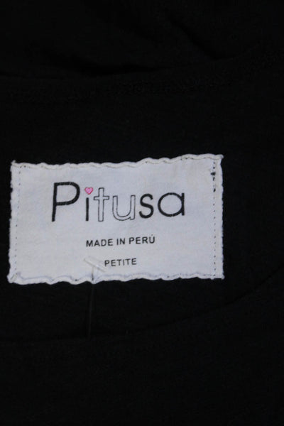 Pitusa Womens Black Cotton Crew Neck Sleeveless Swim Cover Up Dress Size OS