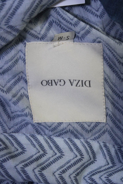 Diza Gabo Womens Long Sleeve Button Front Chevron Shirt Blue Cotton Size S/M