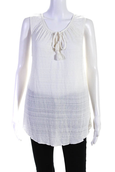 Calypso Saint Barth Womens Sleeveless Knit Keyhole Top Blouse White Size Medium
