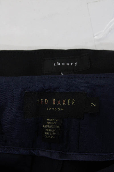 Theory Ted Baker Women's Straight Leg Casual Pants Black Blue Size 2 4 Lot 2