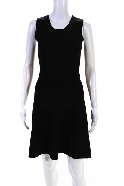 Theory Womens Knit Sleeveless Round Neck A-Line Dress Black Size P