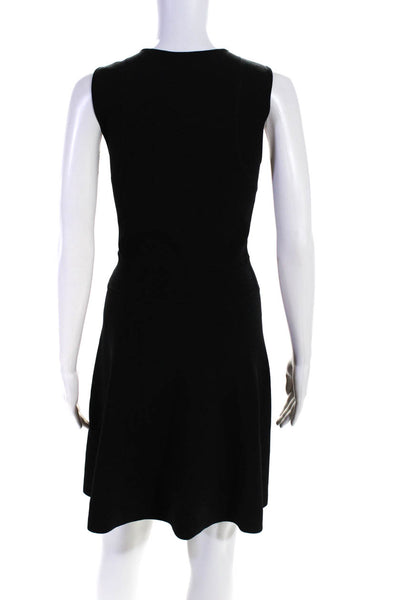 Theory Womens Knit Sleeveless Round Neck A-Line Dress Black Size P