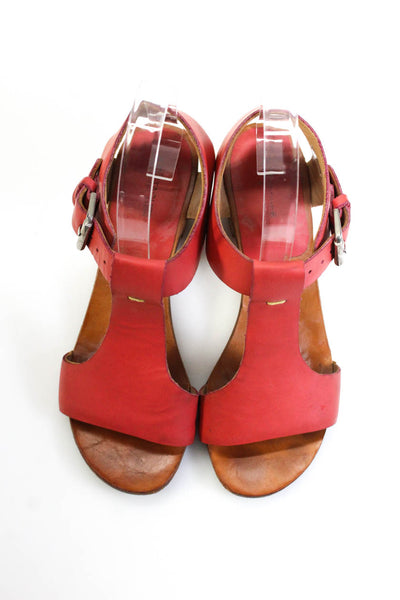 A Detacher Womens Leather Slingbacks Sandal Heels Pink Size 6