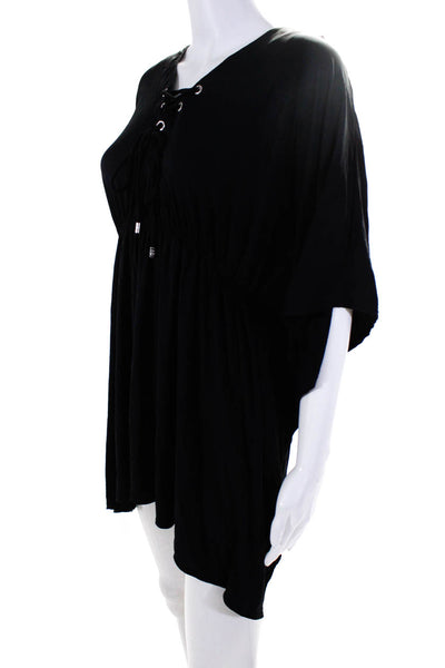 Michael Michael Kors Womens Lace Up Batwing Dress Black Size Small