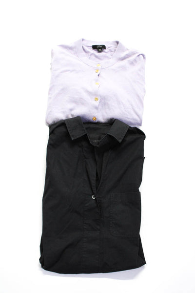J Crew Womens Button Front Cardigan Sweater Shirt Dress Purple Black XS Lot 2