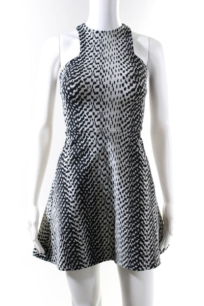 Elizabeth and James Womens Abstract Print A Line Dress White Black White 0