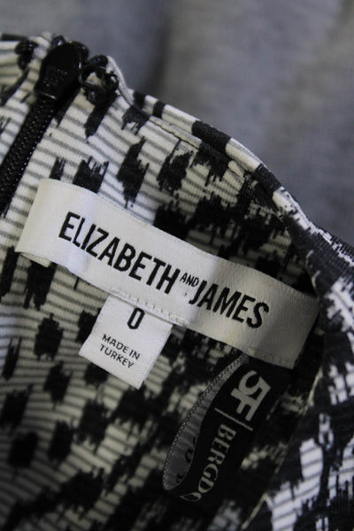 Elizabeth and James Womens Abstract Print A Line Dress White Black White 0