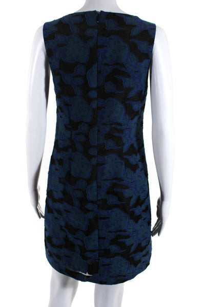 Cynthia Steffe Womens Floral Print Fringe Zipped Sheath Midi Dress Blue Size 2