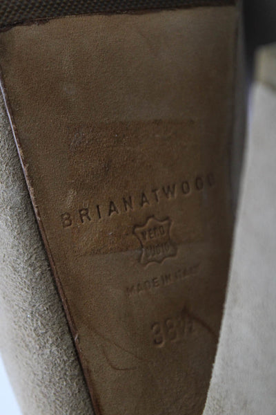 Brian Atwood Womens Darted Peed Toe Slingbacks Block Heels Beige Size EUR38.5