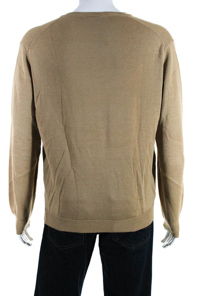 Bugatchi Men's Long Sleeve Cotton V-Neck Sweater Brown Size M