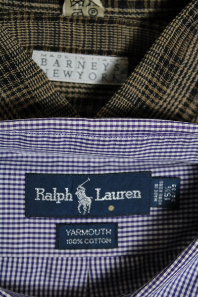 Polo Ralph Lauren Men's Long Sleeve Plaid Collared Button Up Shirt Brown L Lot 2