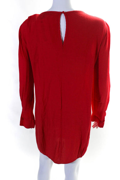 BCBG Max Azria Womens Emmalise Long Sleeve Keyhole Shift Dress Red Size Medium