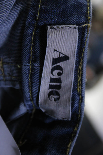 Acne Womens Cotton Straight Leg Buttoned Medium Wash Jeans Blue Size EUR30