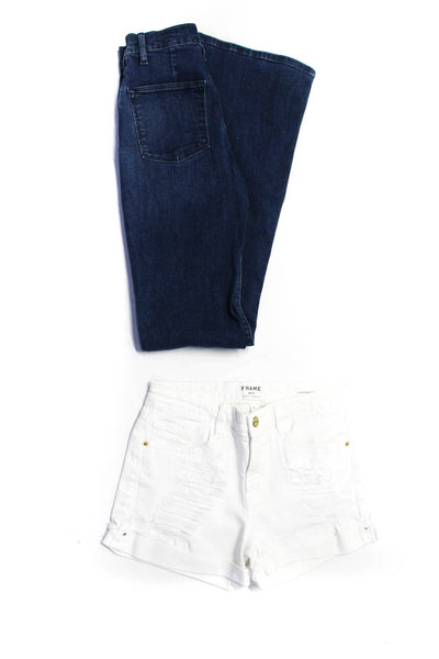 Frame Denim Women's Denim Shorts Flare Jeans White Blue Size 25 26 Lot 2