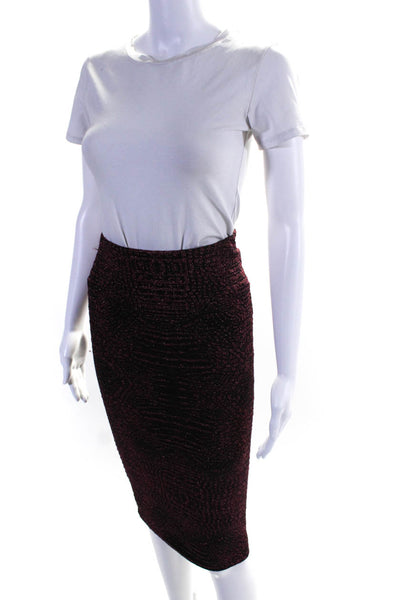Ronny Kobo Women's Abstract Print Bodycon Midi Skirt Pink Size S
