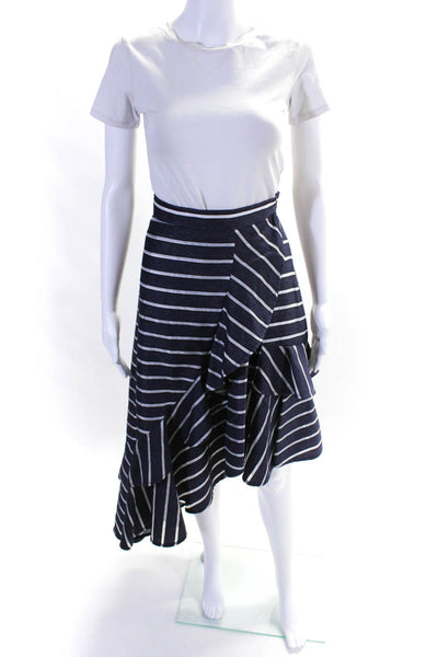 Prose & Poetry Womens Side Zip Tiered Striped Draped Skirt Blue White Size Small