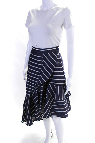Prose & Poetry Womens Side Zip Tiered Striped Draped Skirt Blue White Size Small