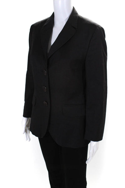Zanella Womens Check Three Button Blazer Jacket Black Brown Size 8