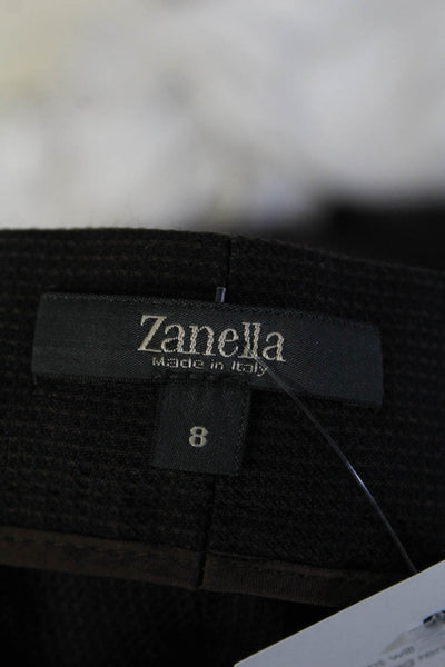 Zanella Womens High Waist Check Straight Leg Pants Black Brown Size 8