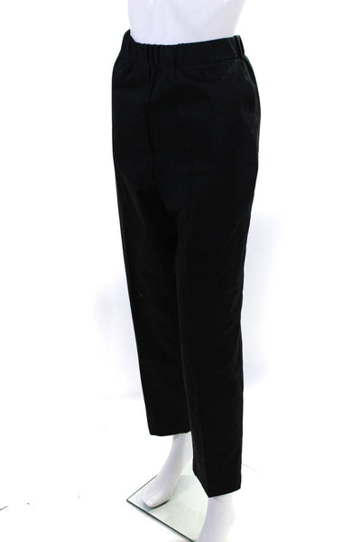 St. John Womens Elastic Waistband High Rise Pleated Pants Black Size Large