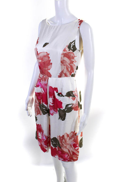 Donna Morgan Womens Floral Print With Pockets Knee Length Tea Dress White Size 2