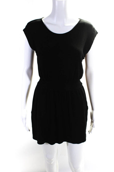 Theory Women's Sleeveless Cinched Waist Casual Blouson Mini Dress Black Size S