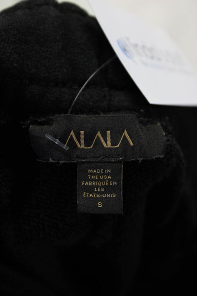 ALALA Womens Cotton Striped High-Rise Flared Hem Sweatpants Black White Size S