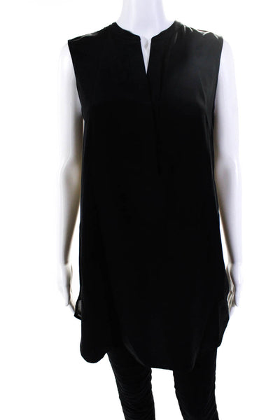 Vince Womens Half Button Down Tank Top Black Size Small