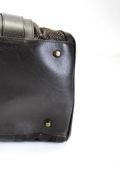 Burberry Womens Brown Leather Woven Zip Shoulder Bag Handbag