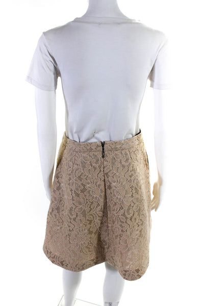 MSGM Womens Floral Lace With Pockets Zip Close Short A Line Skirt Beige Size 46
