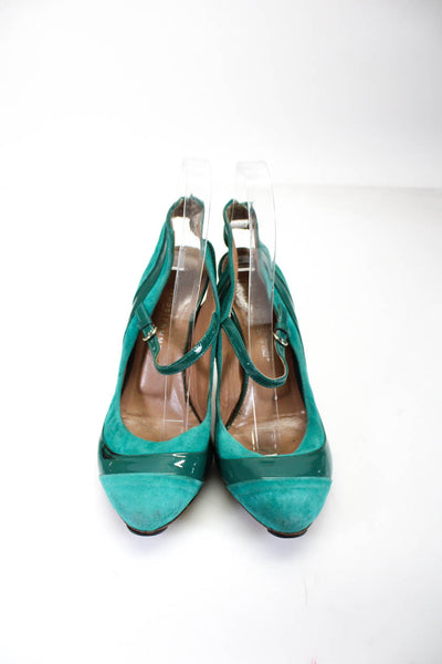 Latitude Femme Womens Almond Toe Slingback High Heel Pumps Shoes Green Size 9.5