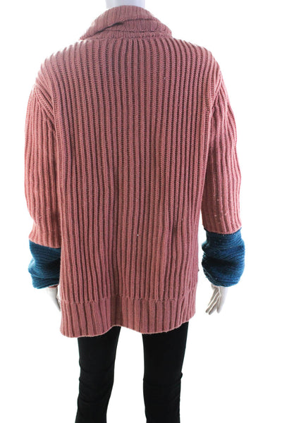 Wes Gordon Women's Side Slit Turtleneck Pullover Sweater Pink Size M