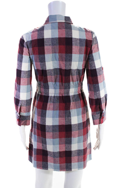 Theory Women's Checkered 3/4 Sleeve Shirt Dress Multicolor Size P