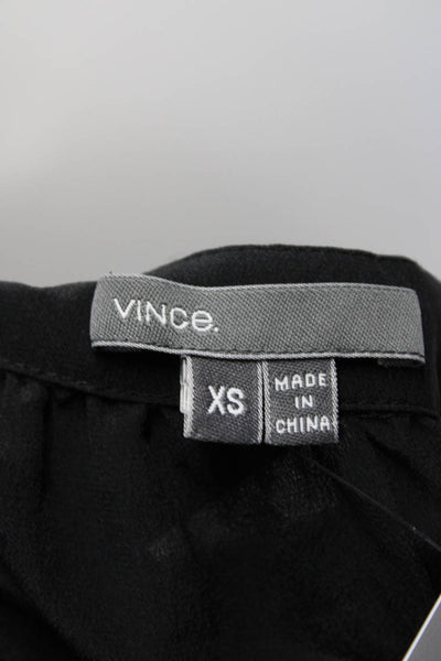 Vince Women's Silk Lace 3/4 Sleeve Blouse Black Size XS