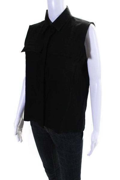 Nonchalant Label Womens Collared Button Down Blouse Top Black Size Small