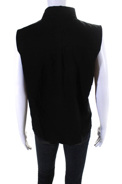 Nonchalant Label Womens Collared Button Down Blouse Top Black Size Small