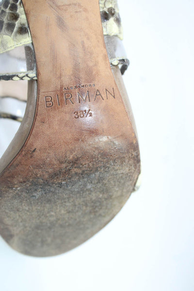 Alexandre Birman Womens Animal Print Slip Stiletto Heel Sandals Beige Size 38.5