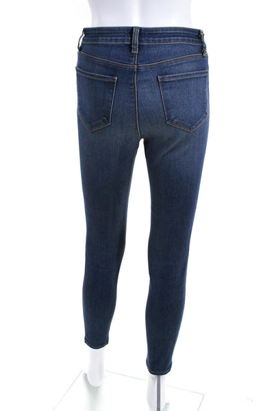 L'Agence Womens Metallic Stripe High Rise Skinny Jeans Blue Gold Tone Size 26